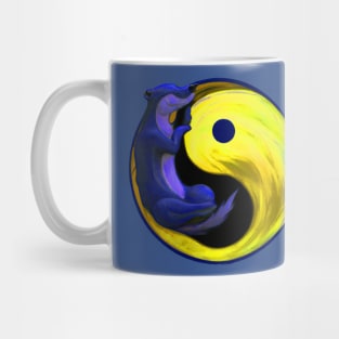 ying yang blue and yellow eternity bear - hibernating at peace Mug